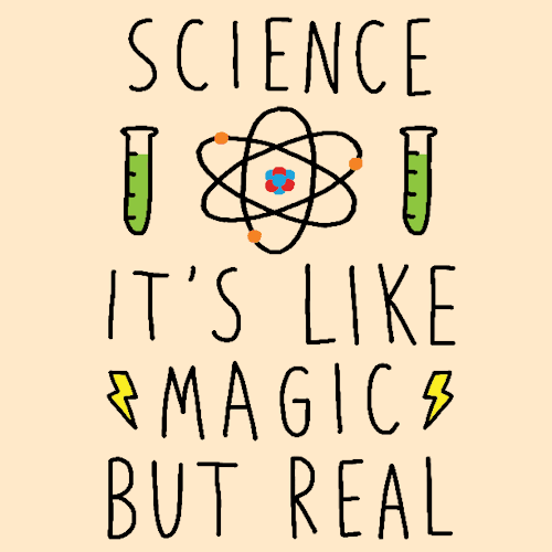 A funny gif that makes a joke about a misconception of science, Science is like magic, but real